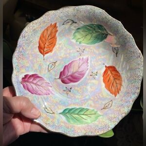 Vintage iridescent fall leaves bowl